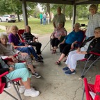 L to R Linda Roberts Messer. Joanne Unzicker Springsteen, Suan Guess-Hanson, Camilla (John) Travers, Chuck McLean, Diana McLean, Marilyn Meier(Jim), Karen Sperlin, Judy Haxel Hayes