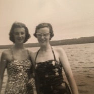 Lucinda Butler & Carolyn McCannon at Wesley Methodist choir camp - June '57.JPG